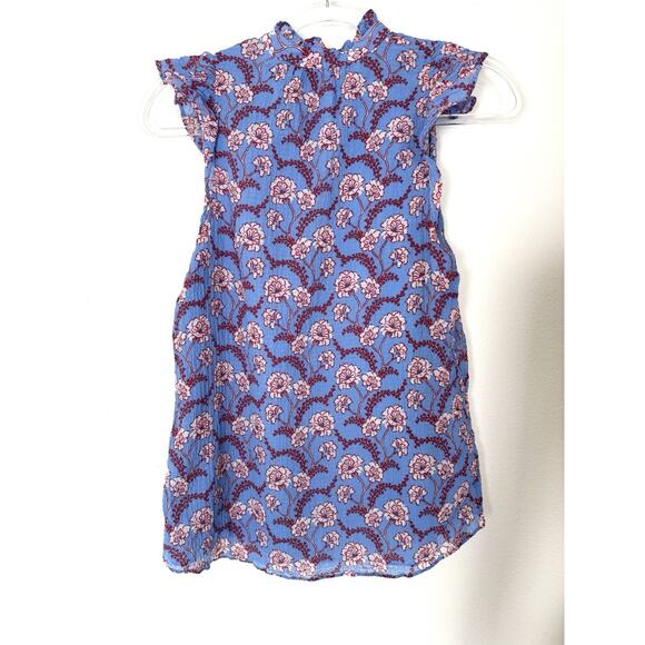 Dainty Silk Floral Print Blouse Half Button Down Blue Red Women’s Size 2 A.L.C. - Picture 6 of 10